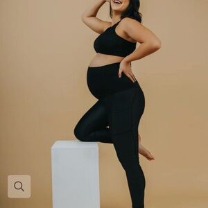 CADENSHAE Maternity Black Full-Length Leggings